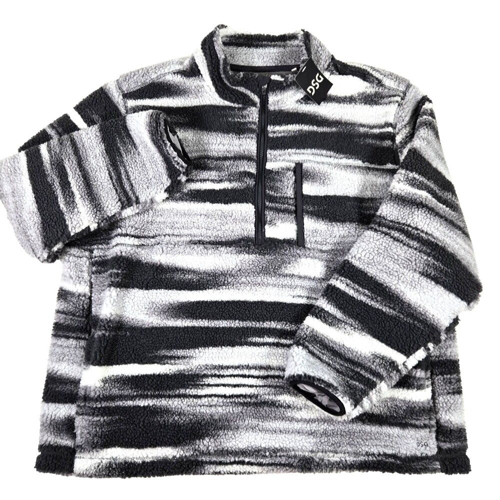 DSG Quarter Zip Pullover Men's XXL Gray Fair Isle Sherpa Sweater New